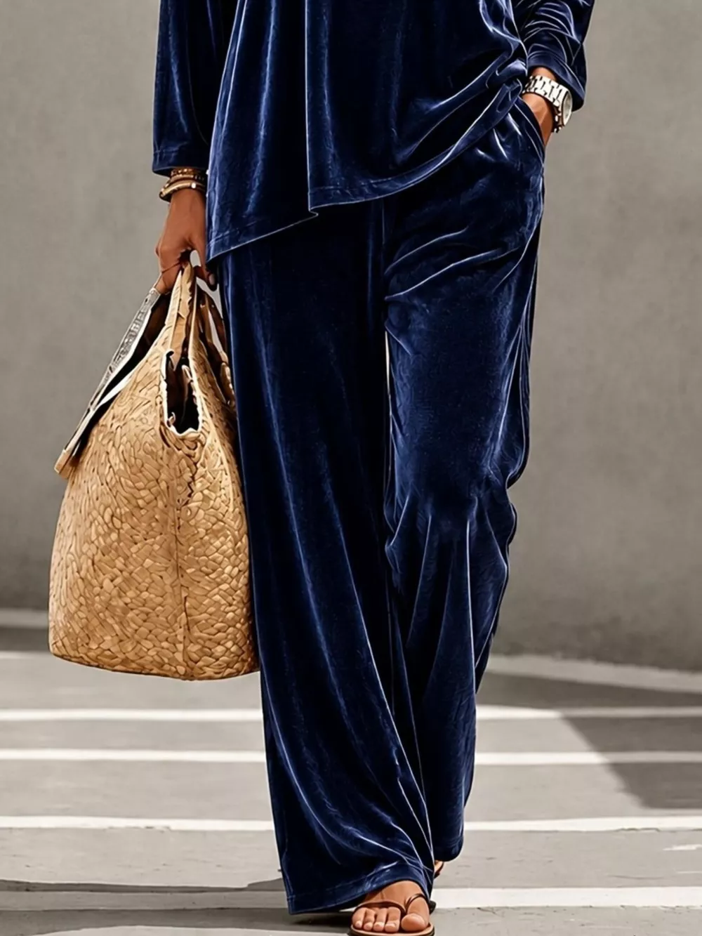 Full Size Velvet Long Sleeve Top and Pants Set Plus Size, image 12