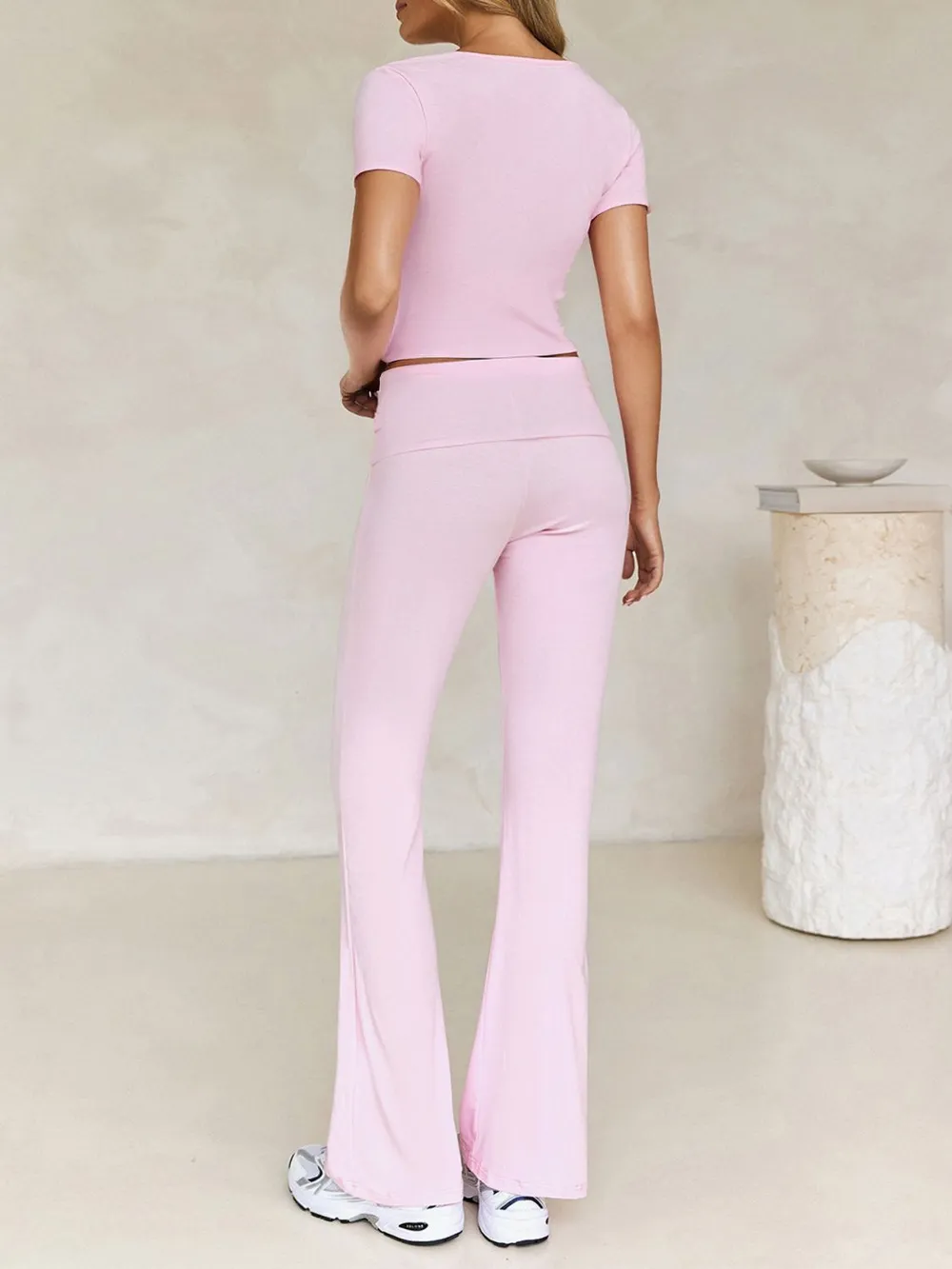 V-Neck Top and Bootcut Leggings Set, image 3