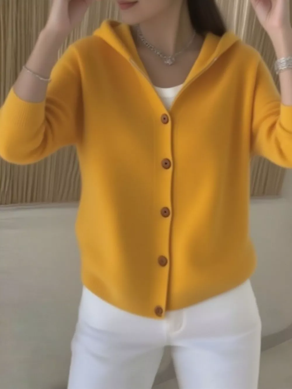 Full Size Hooded Button-Down Knit Cardigan Plus Size, image 4