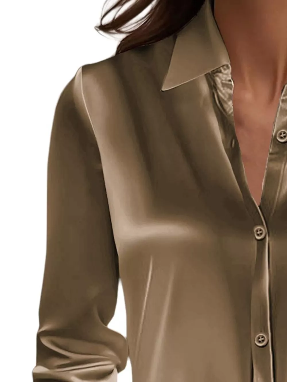 Full Size Button Down Collared Neck Long Sleeve Shirt Plus Size, image 3