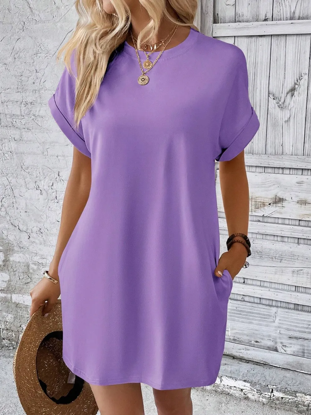 Round Neck Short Sleeve Mini Dress, image 10