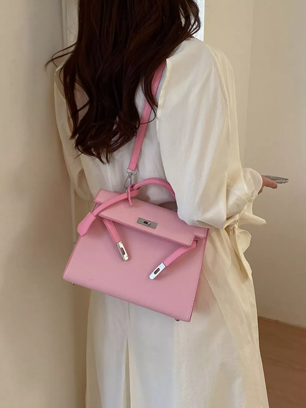 Contrast Trimmed Top-Handle Crossbody Bag, image 5
