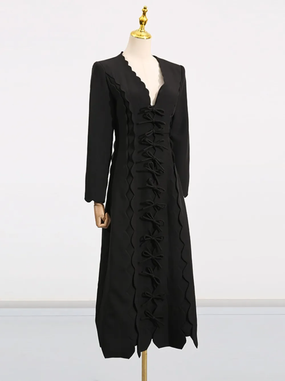 Long Sleeve Bow Front Midi Dress, image 11
