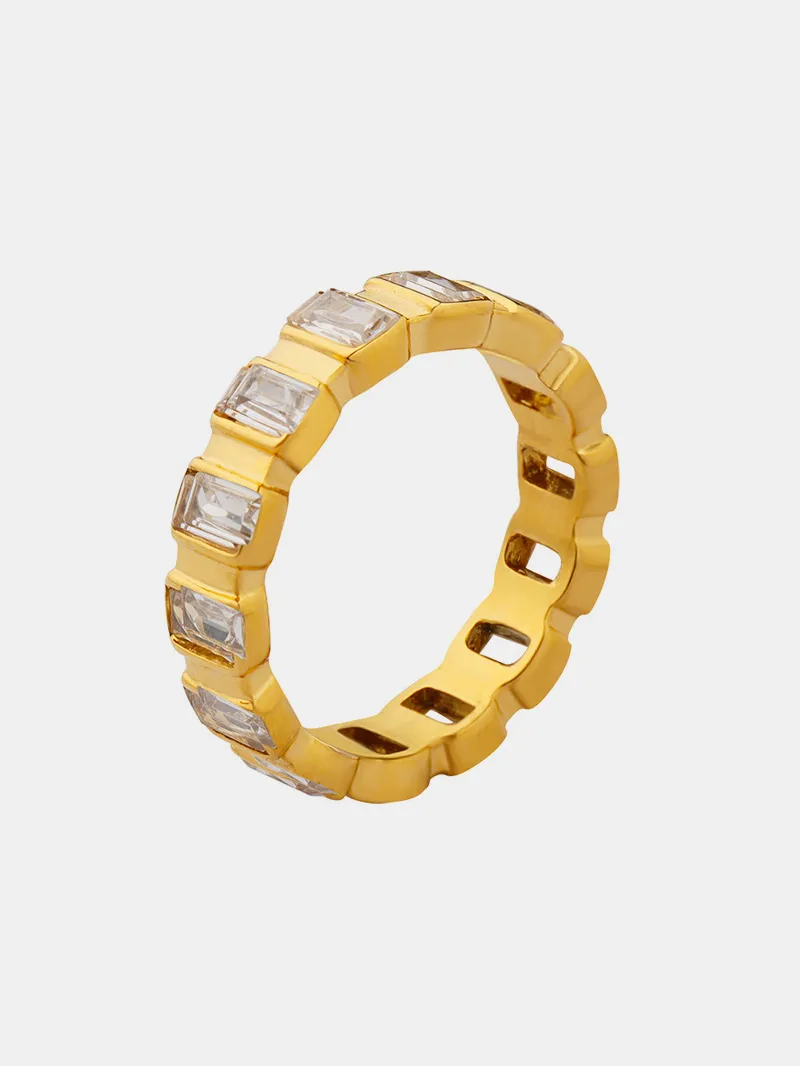 Titanium Steel Inlaid Zircon Ring, image 2