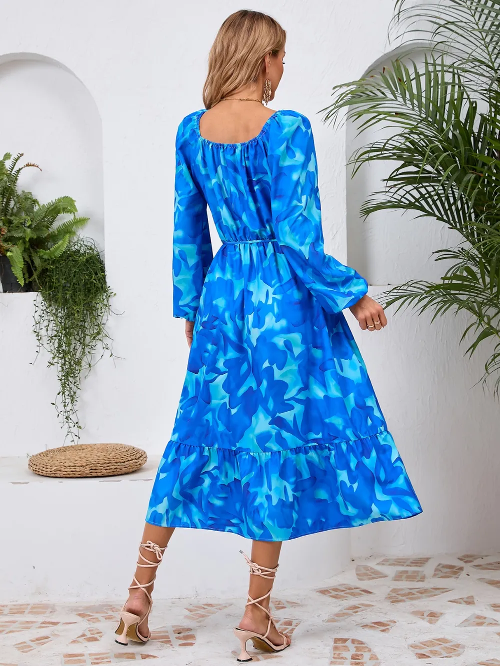 Printed Long Sleeve Midi Dress, image 13