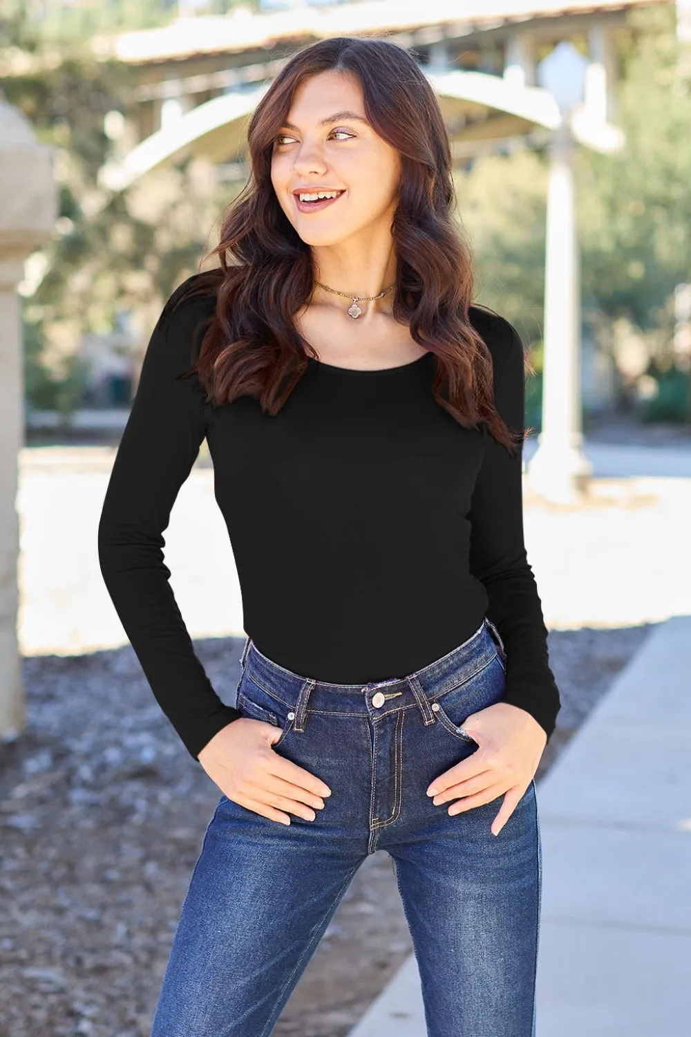 Full Size Round Neck Long Sleeve Bodysuit, image 10