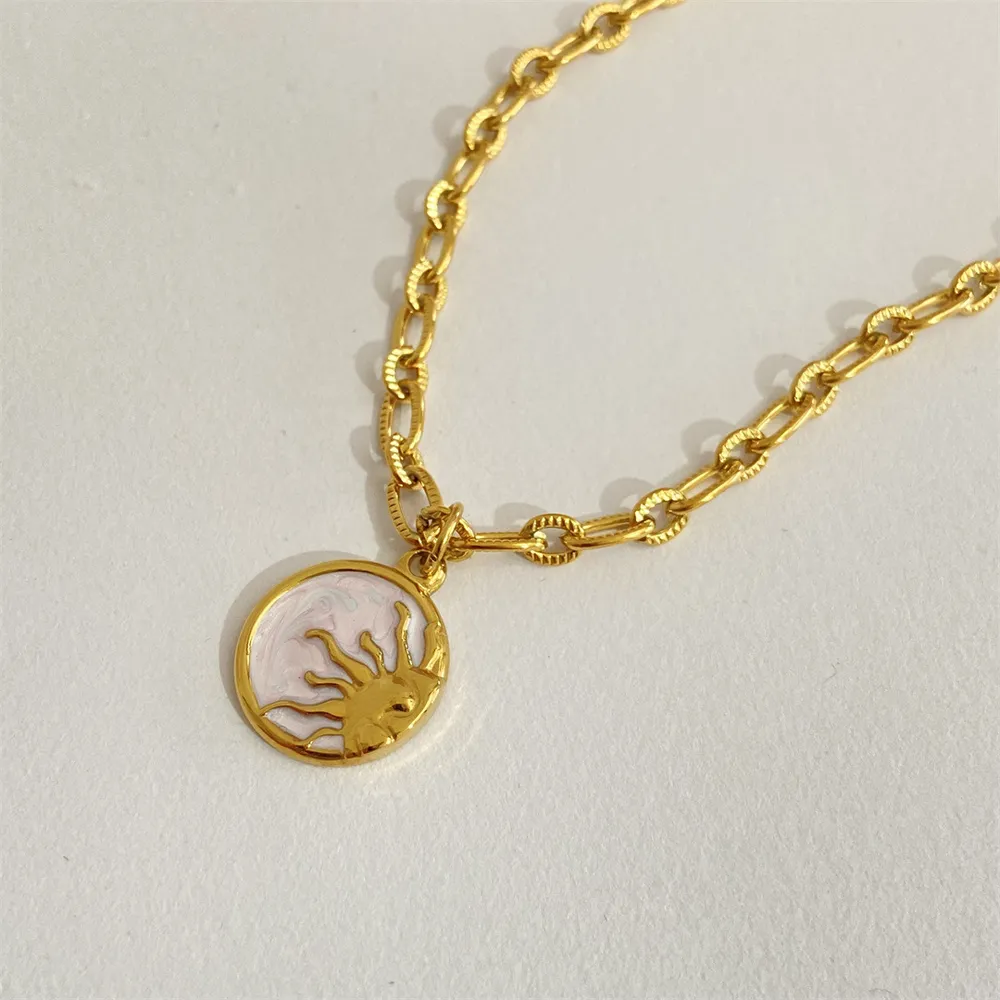 Titanium Steel Sun & Moon Necklace, image 2