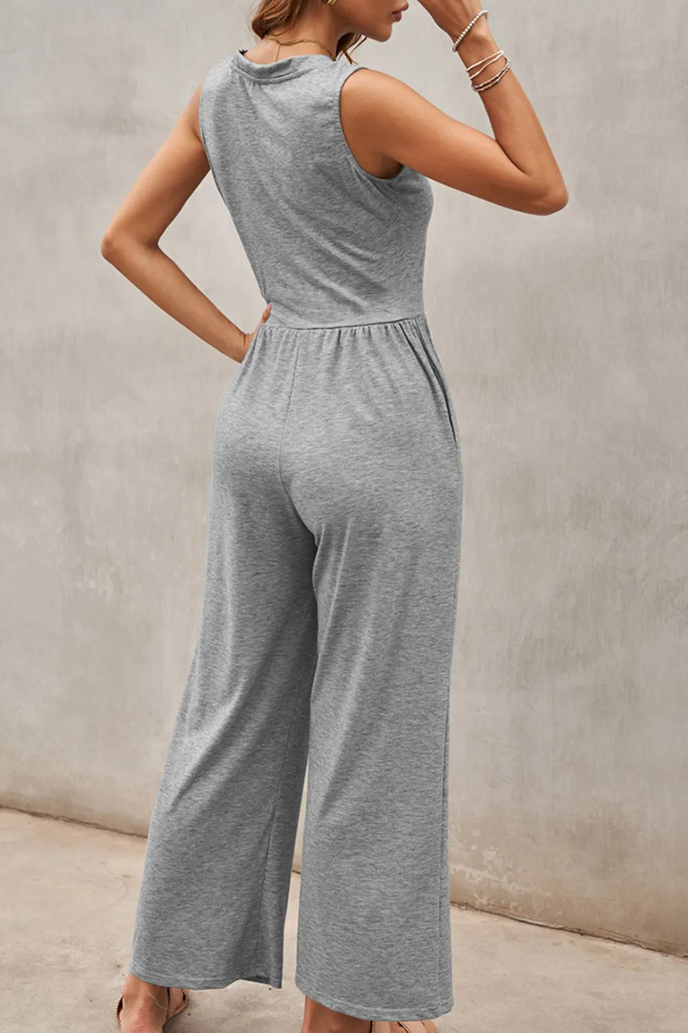Full Size Scoop Neck Wide Strap Jumpsuit, image 4