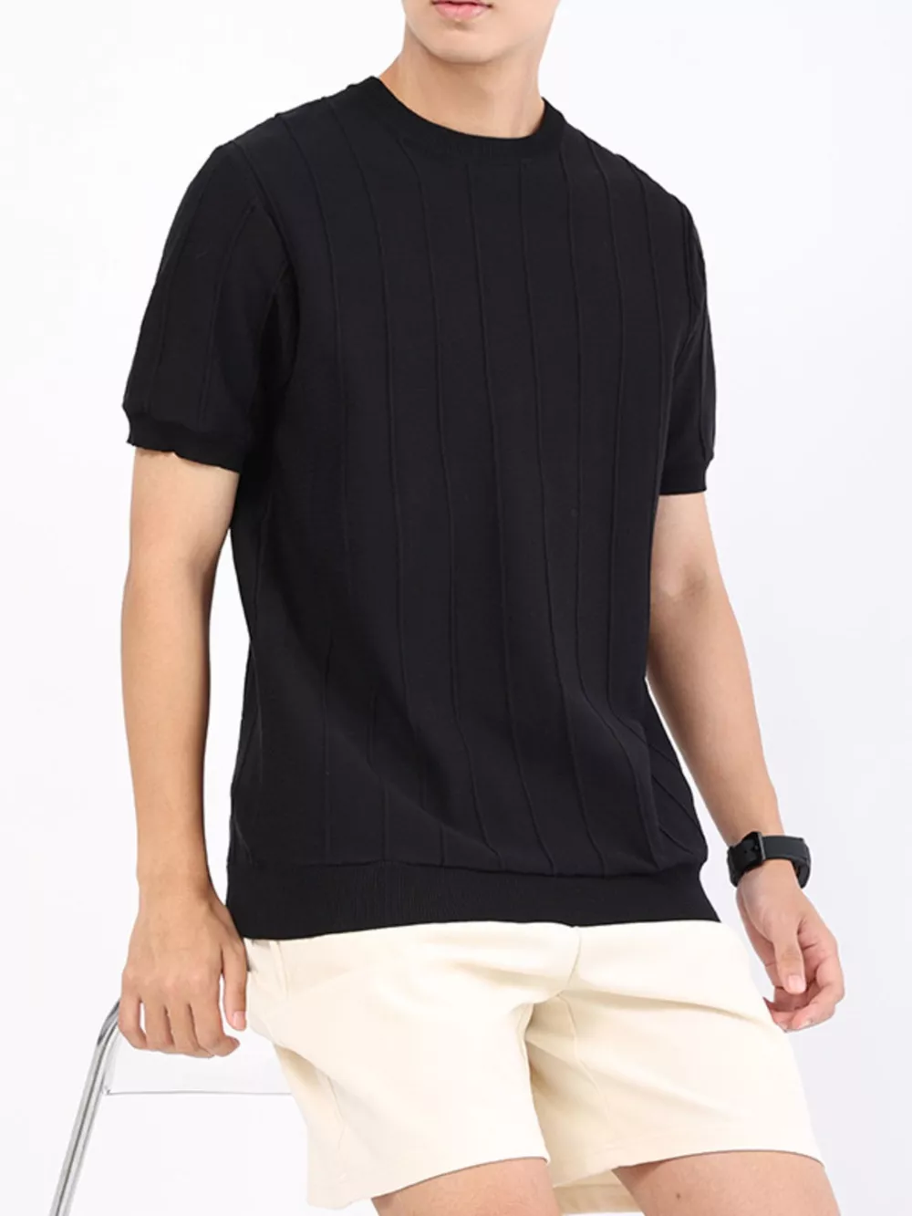 Men's Plus Size Textured Short Sleeve T-Shirt, image 2