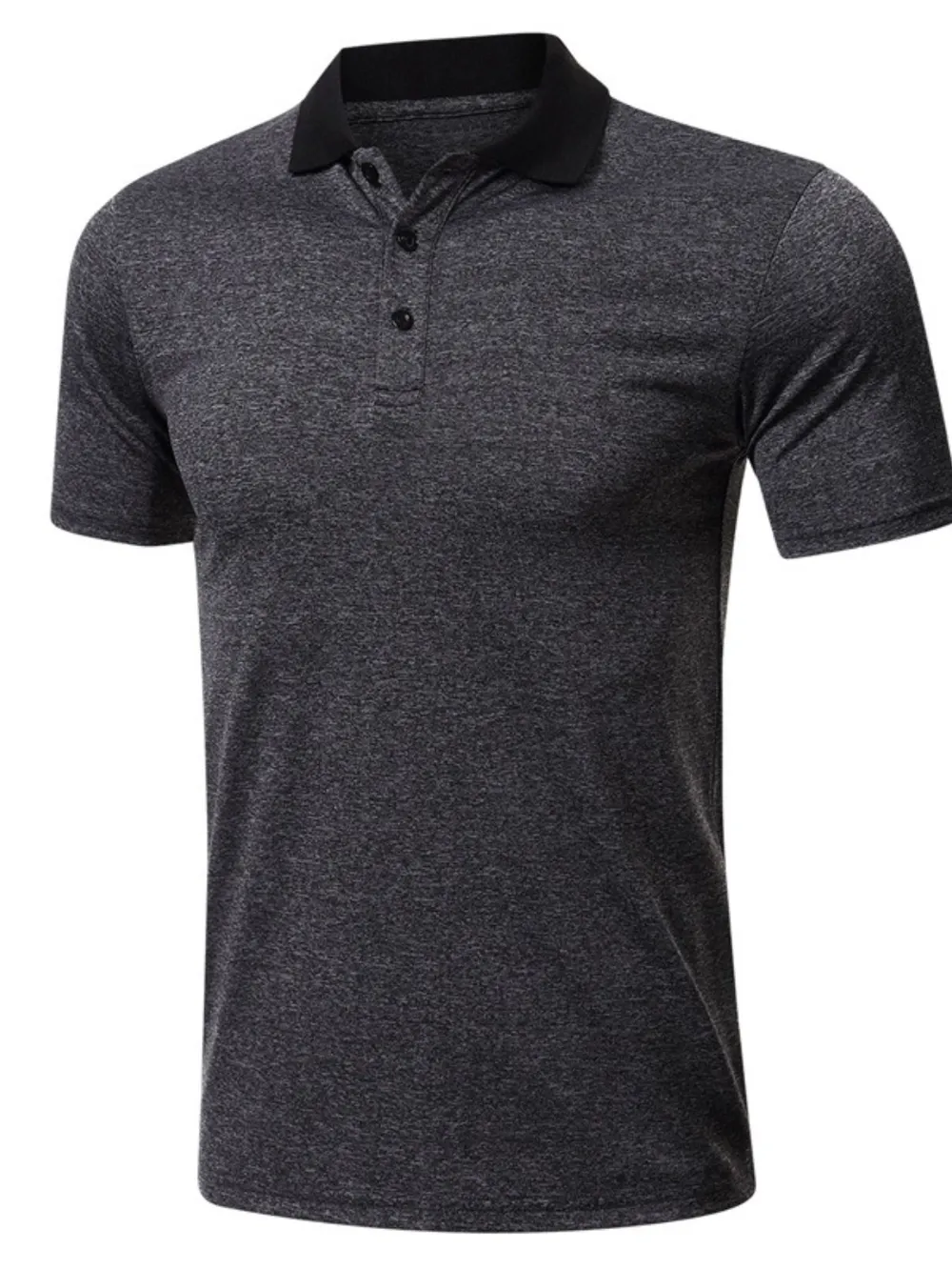 Men's Classic Heathered Polo Shirt with Contrast Collar, image 3