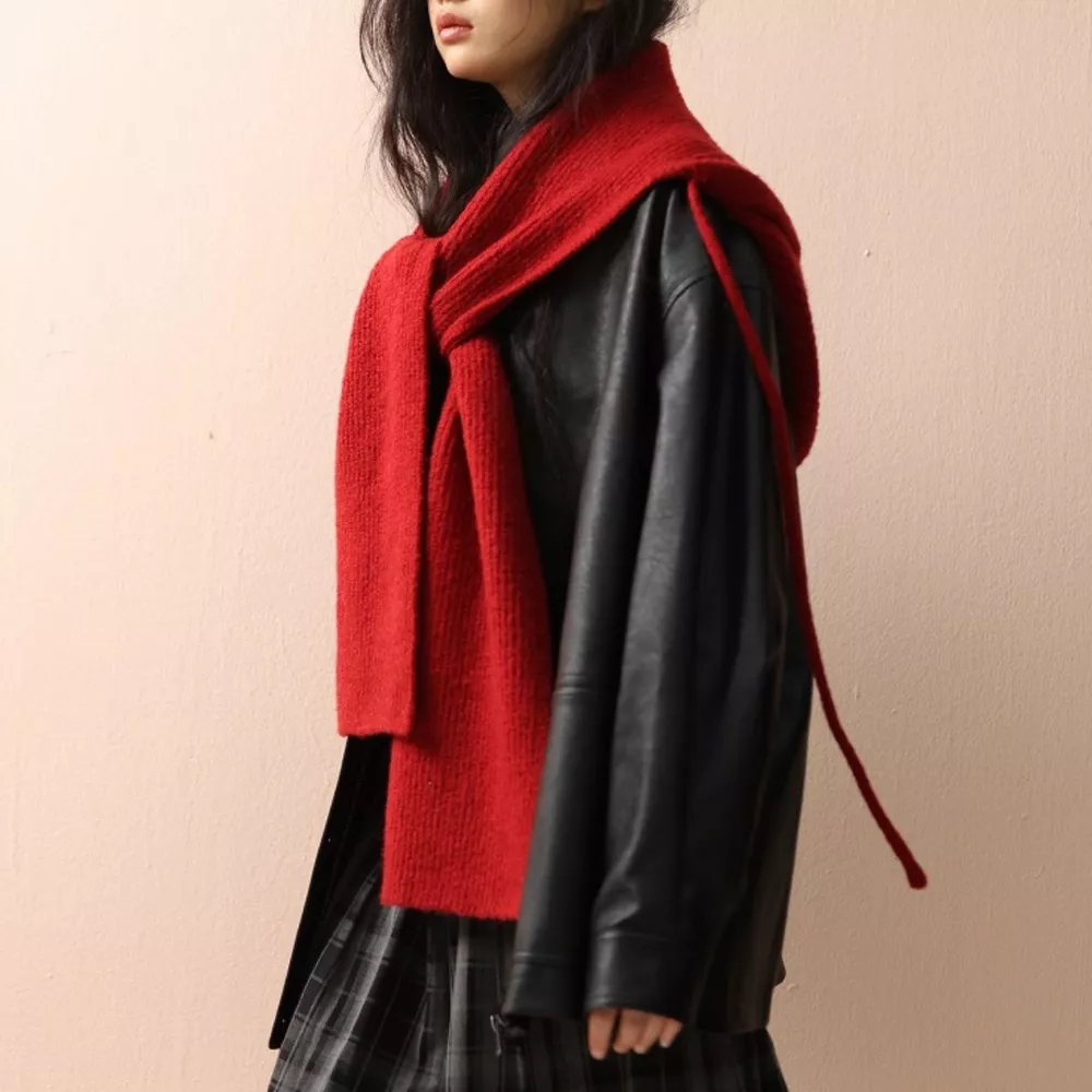 Cozy Knit Tie Scarf with Hooded Design, image 7