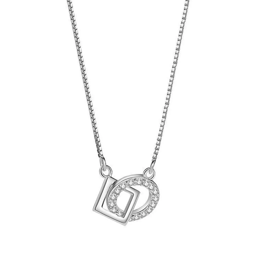 925 Sterling Silver Zircon Geometric Necklace, image 7