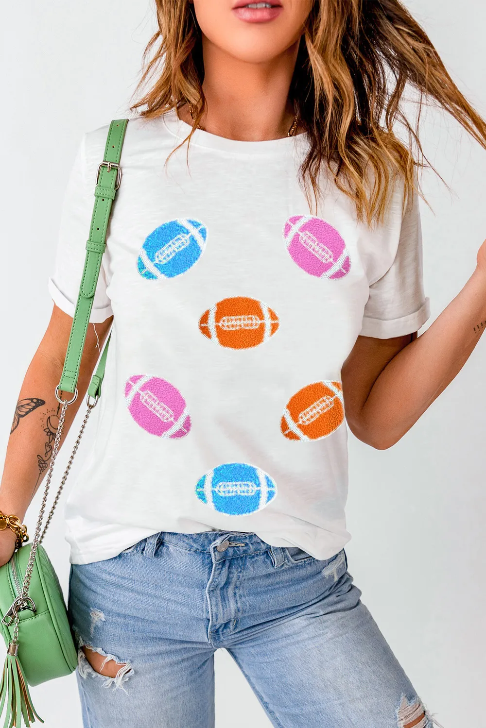 Football Round Neck Short Sleeve T-Shirt, image 4