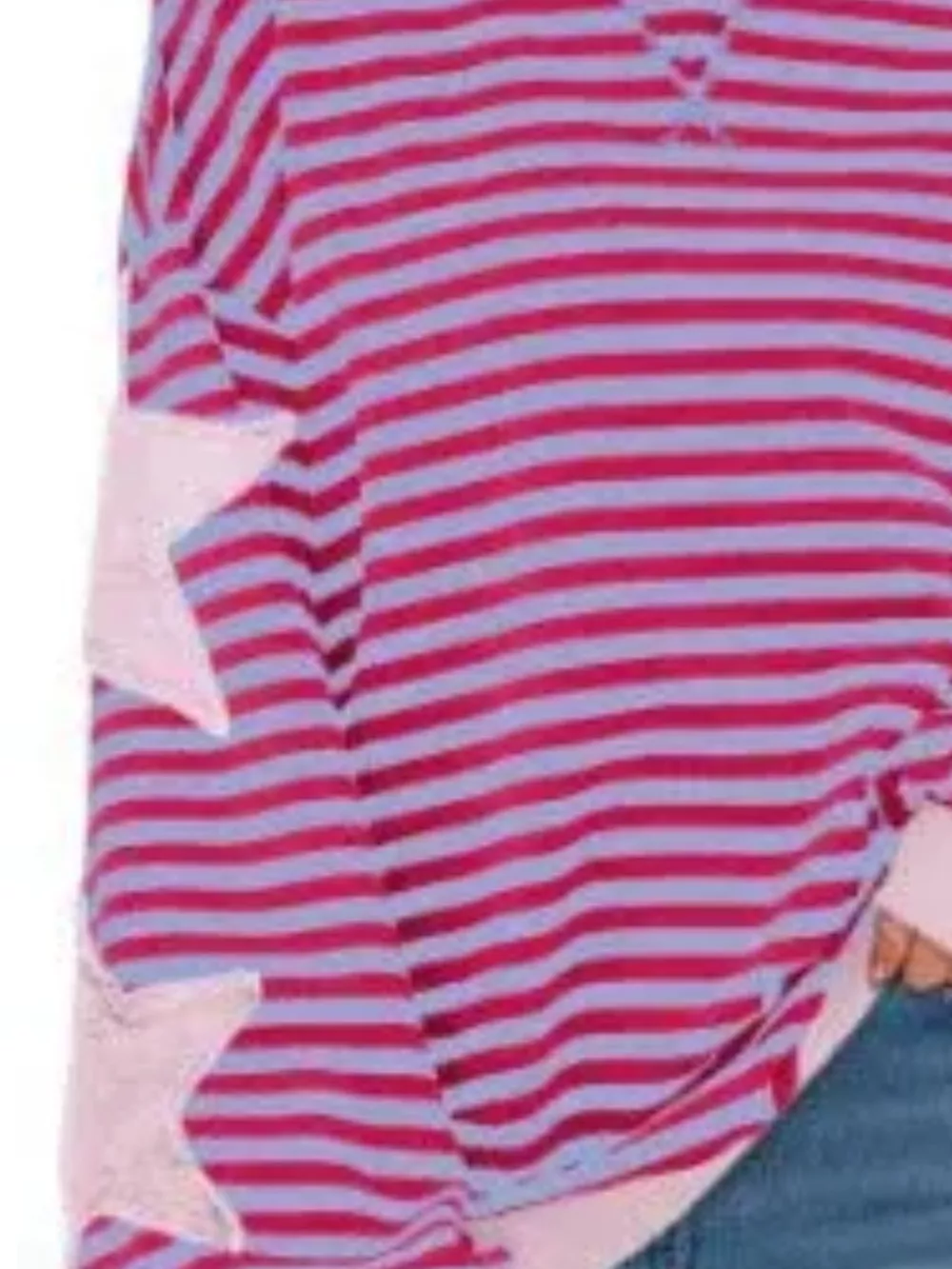 Full Size Star Patch Striped Oversized Sweatshirt Plus Size, image 18