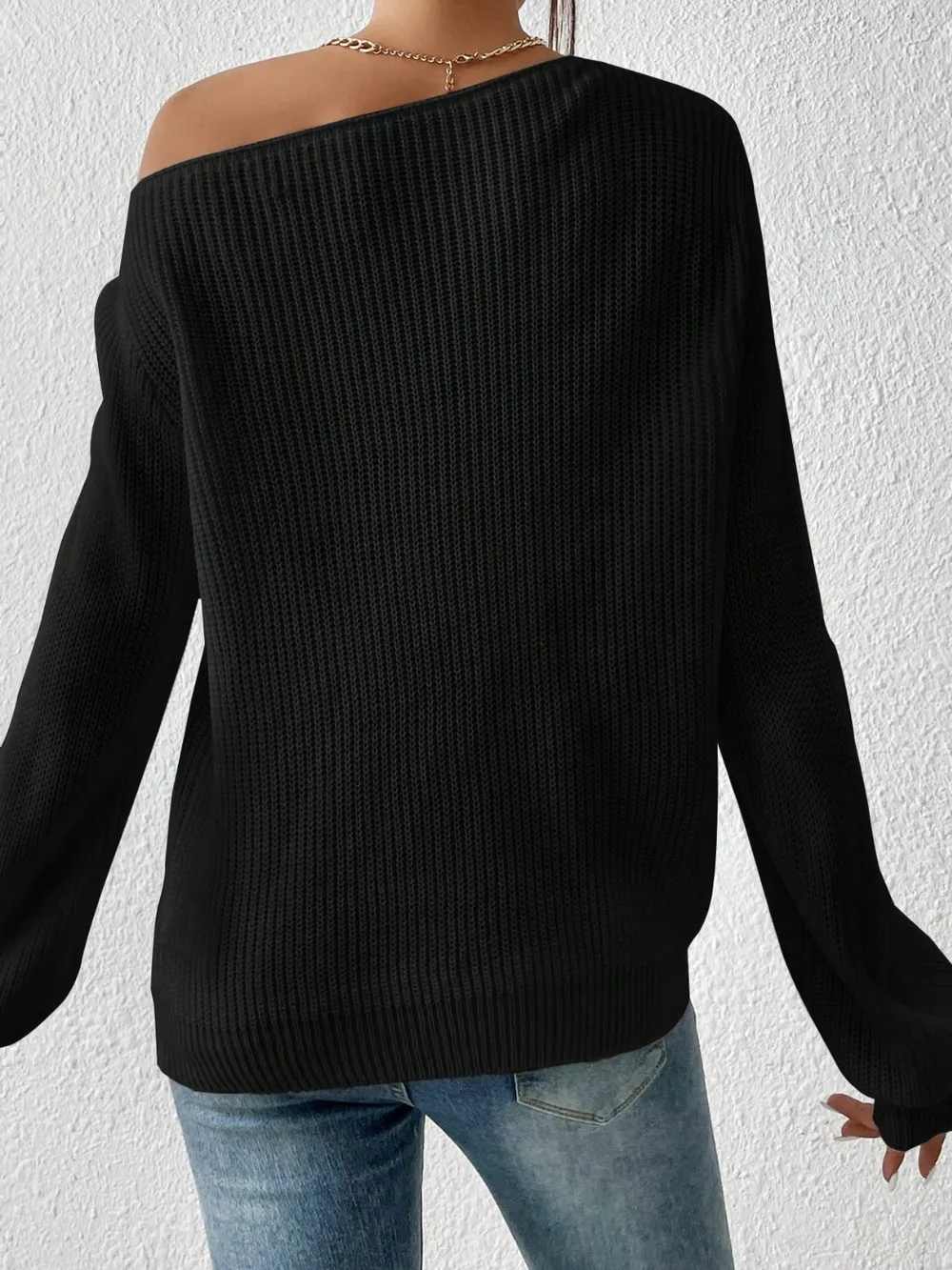 Single Shoulder Long Sleeve Sweater, image 7