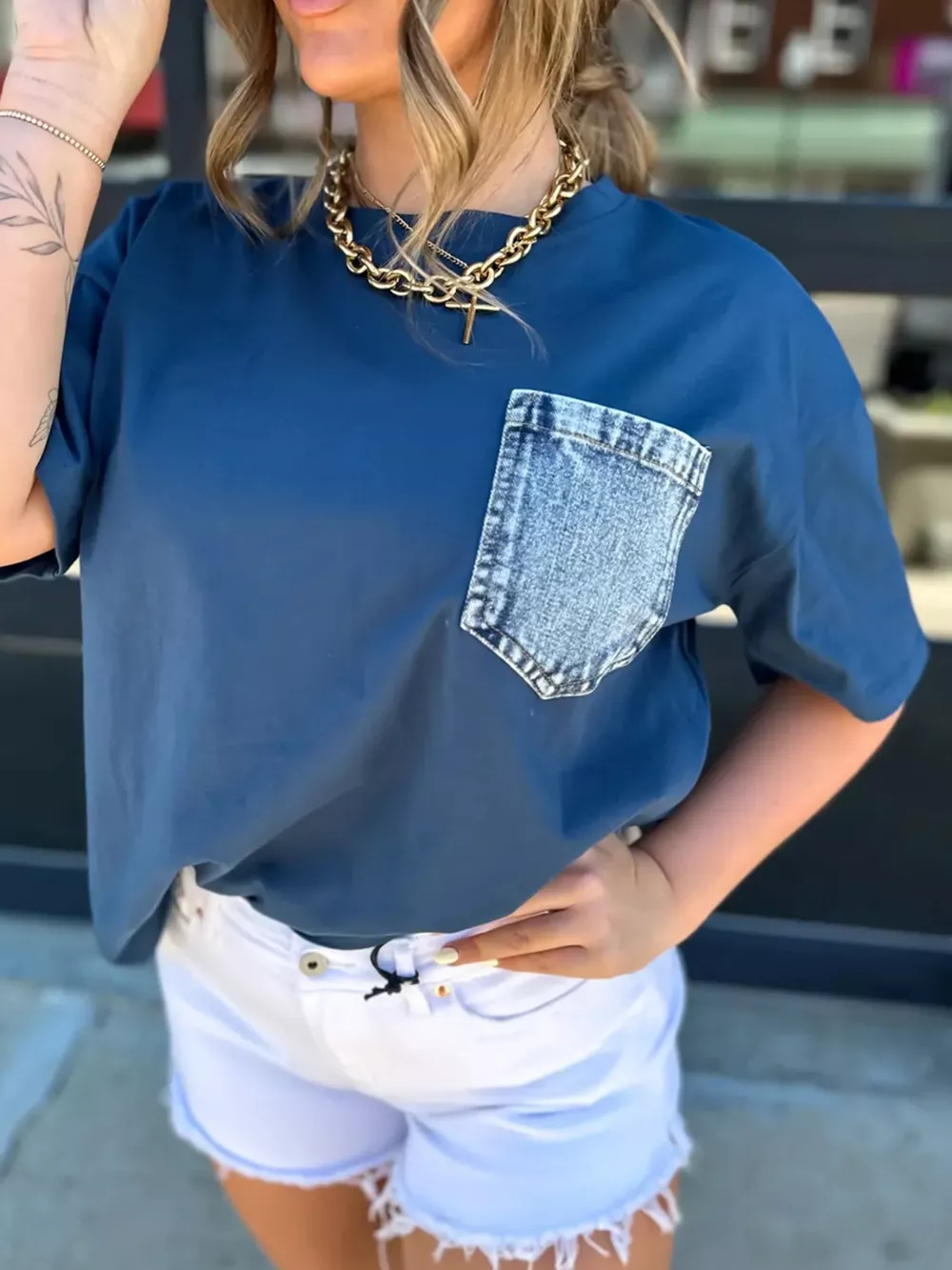 Denim Pocket Relaxed Fit T-Shirt, image 4