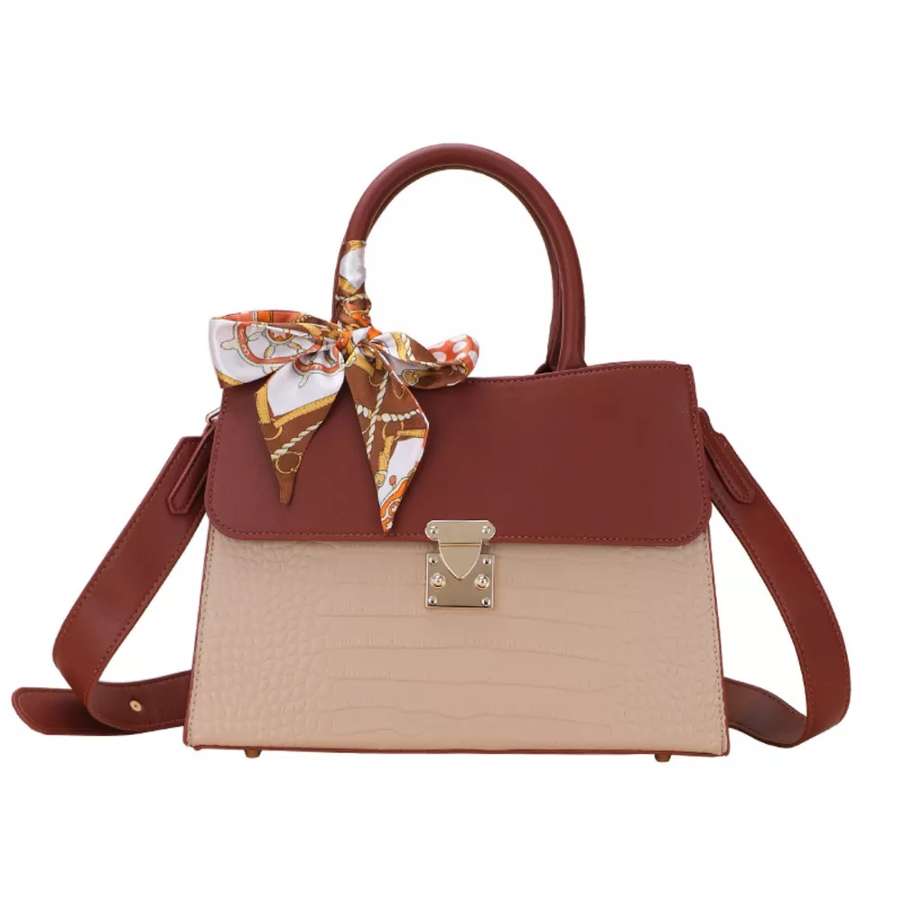 Crocodile Embossed Top Handle Handbag, image 5