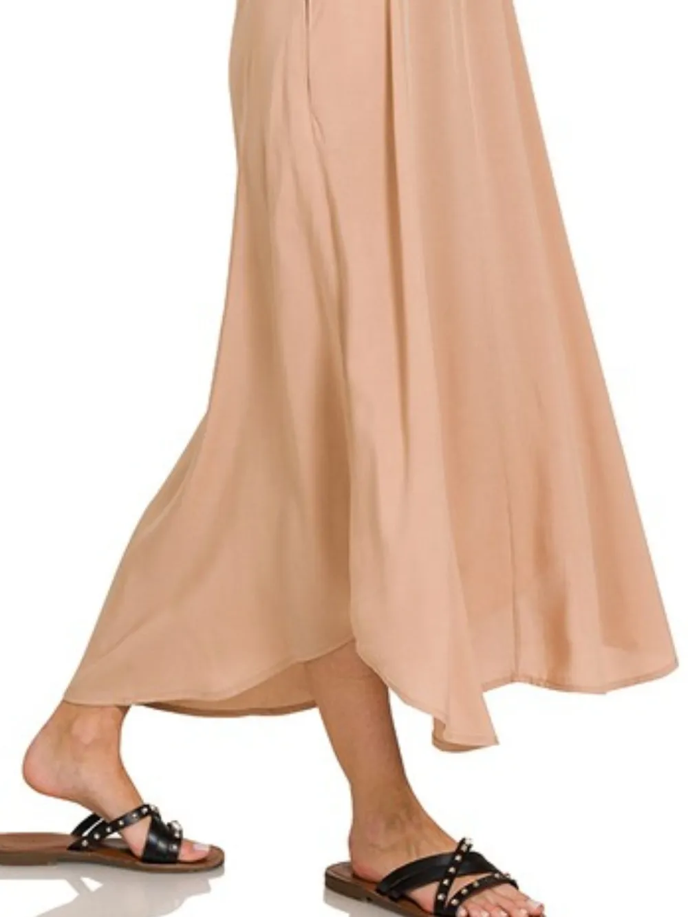 Woven Arc Hem Cami Dress With Flowy Pockets, image 3