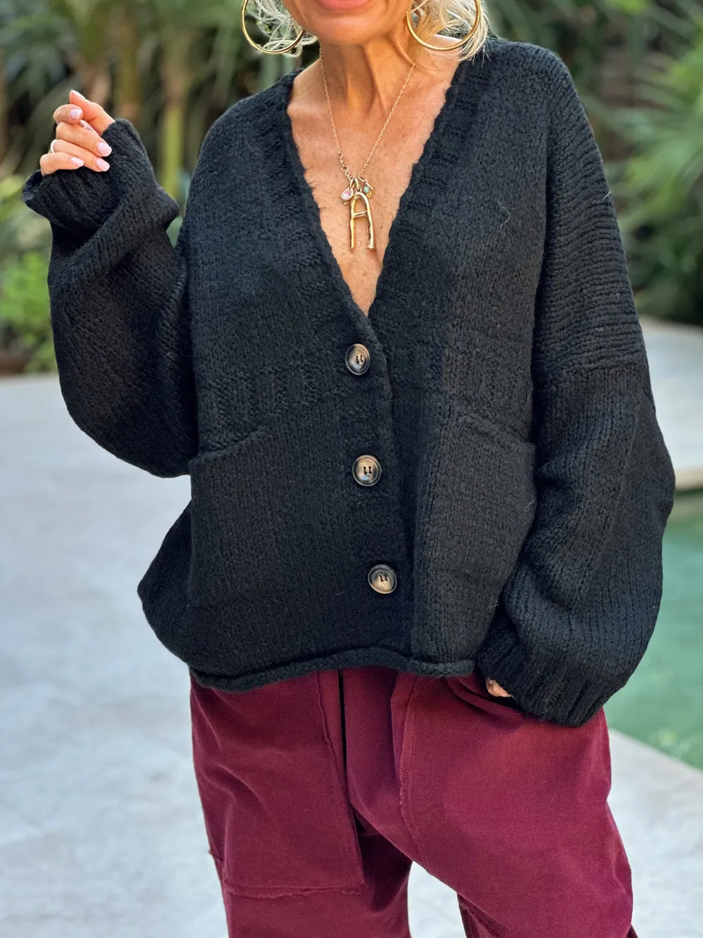 Pocketed V-Neck Button Up Cardigan, image 9