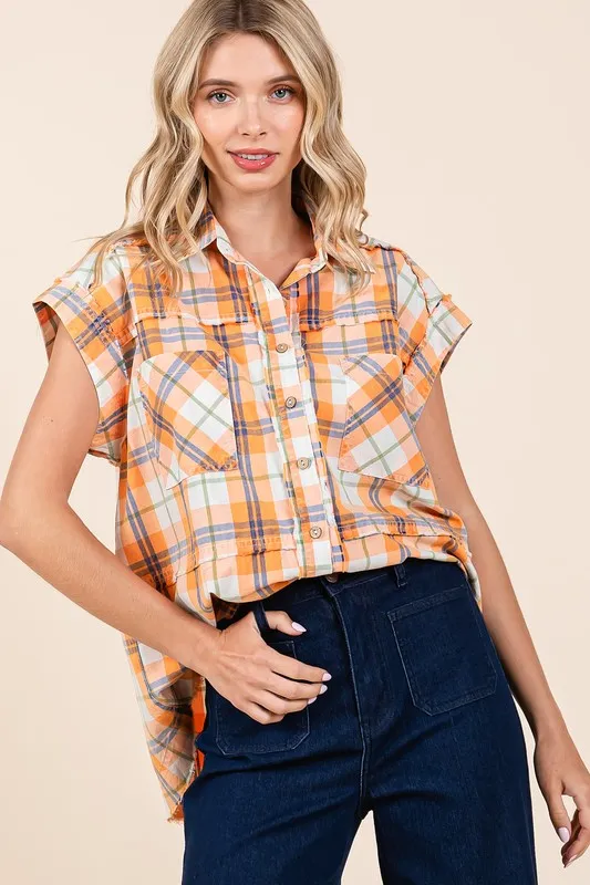 Mineral Wash Plaid Button Down Shirt, image 5