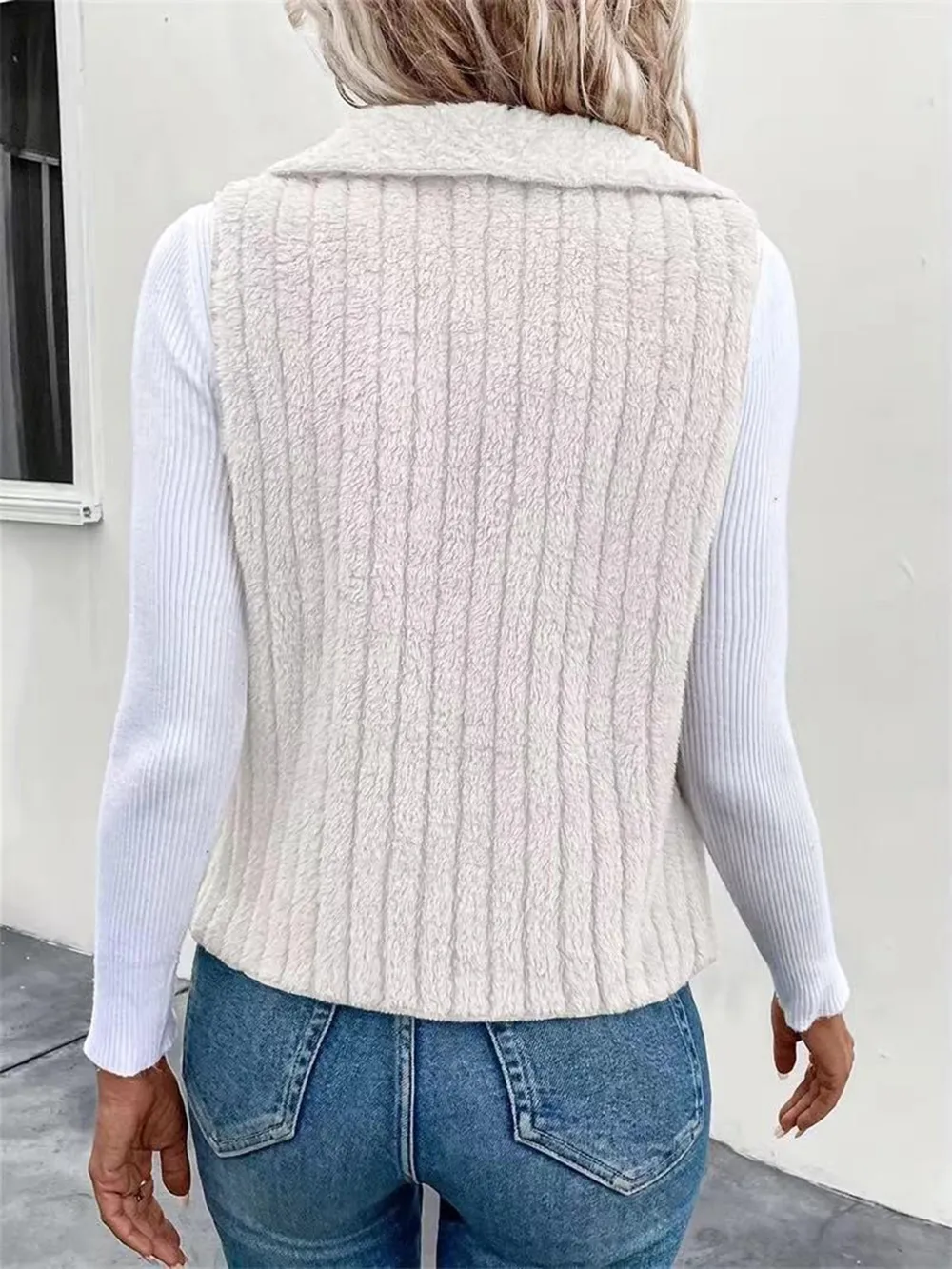 Open Front Fuzzy Vest Coat, image 6
