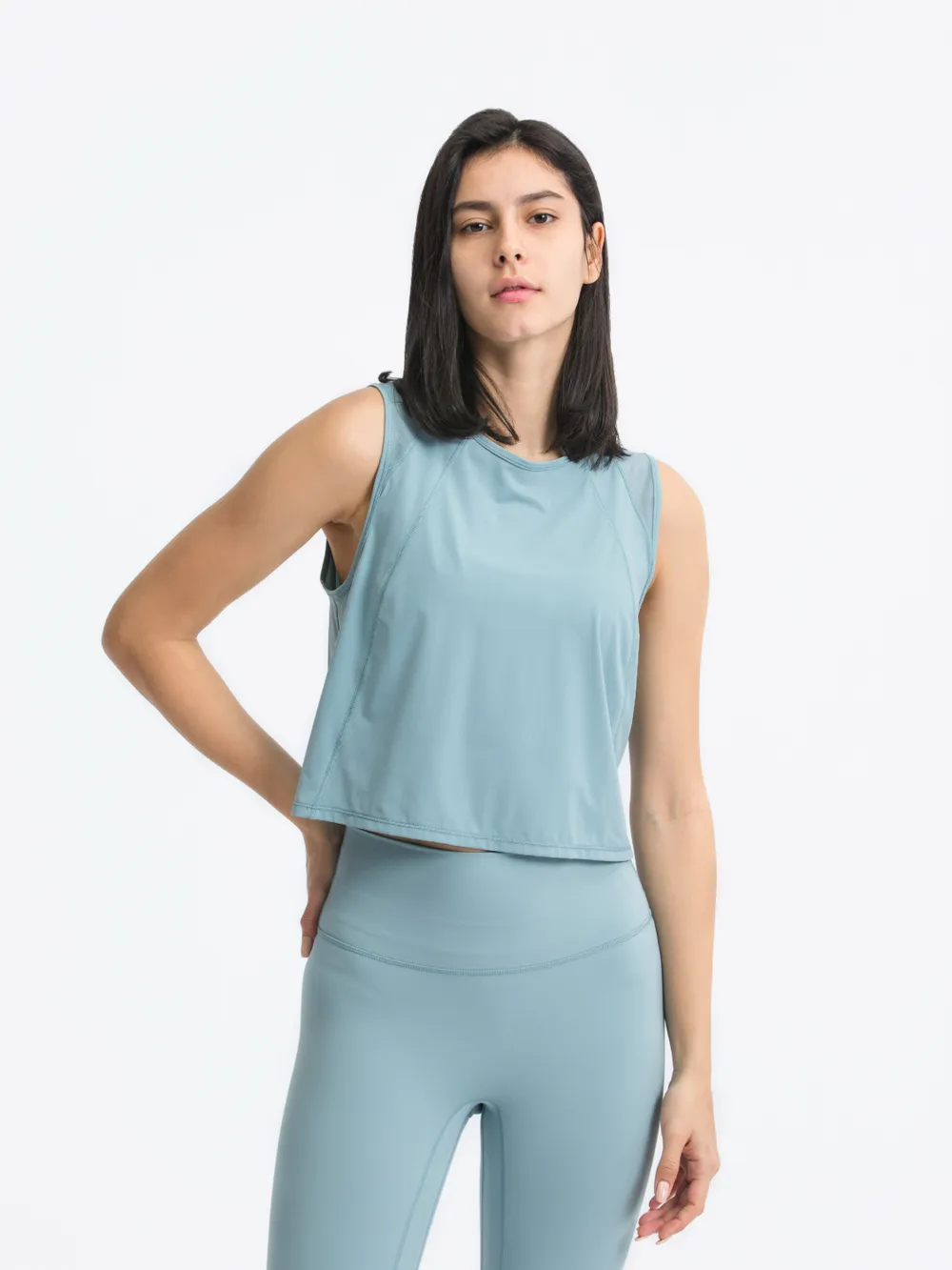 Round Neck Cropped Active Tank, image 8