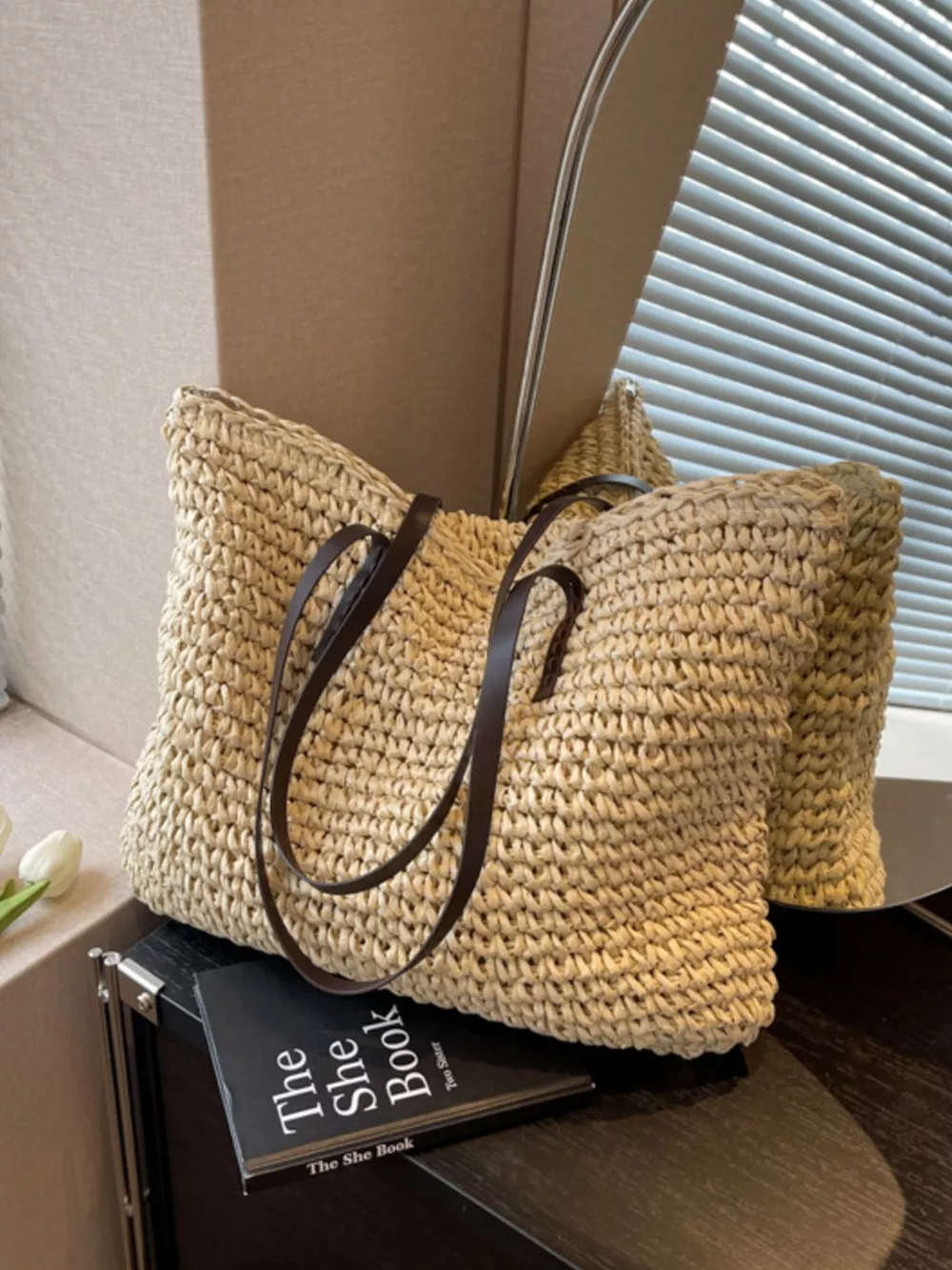 Woven Straw Shoulder Bag, image 2