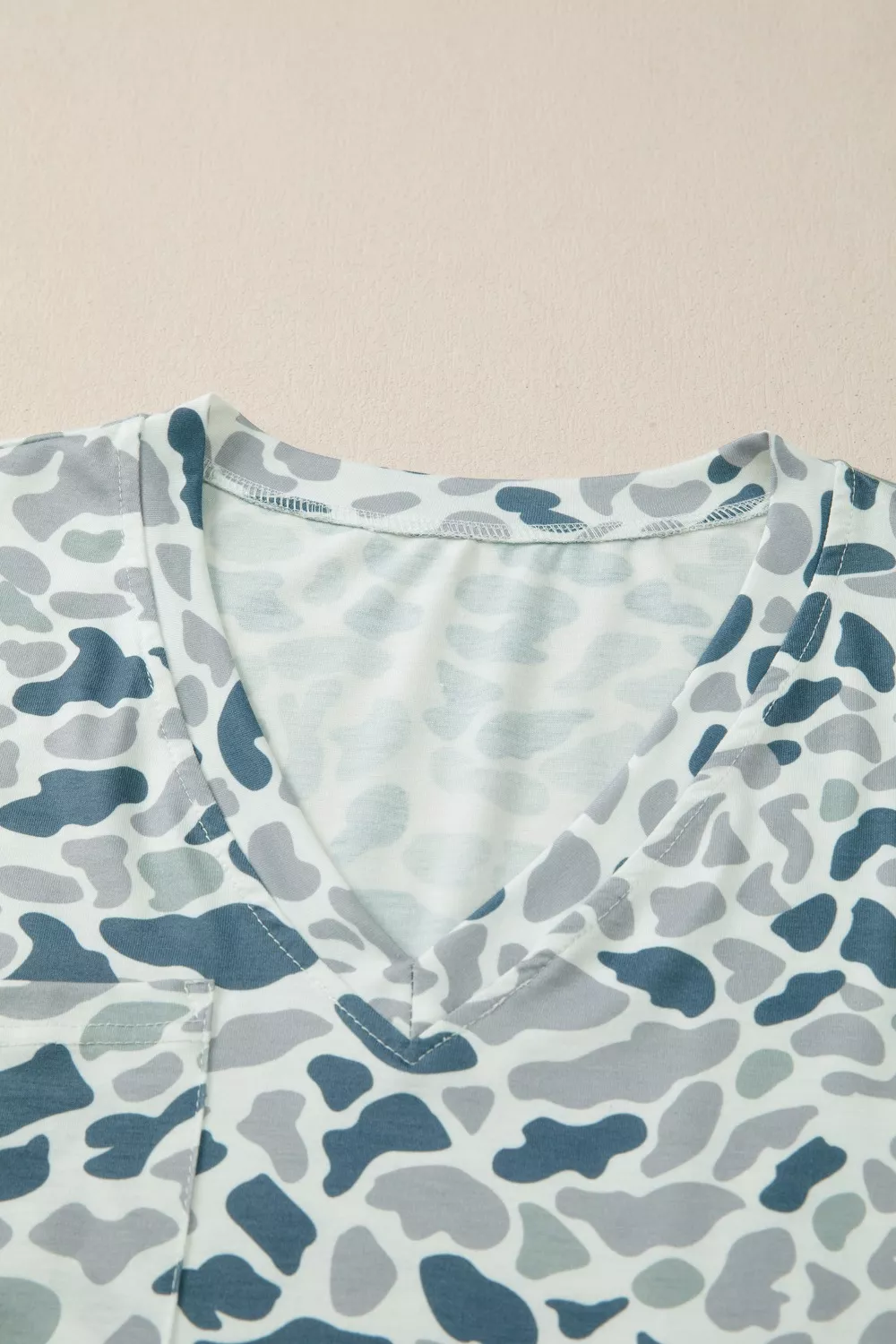 Camo Print V-Neck Pocket T-Shirt, image 5