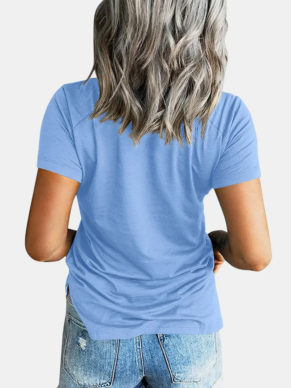 Pocketed V-Neck Short Sleeve T-Shirt, image 11