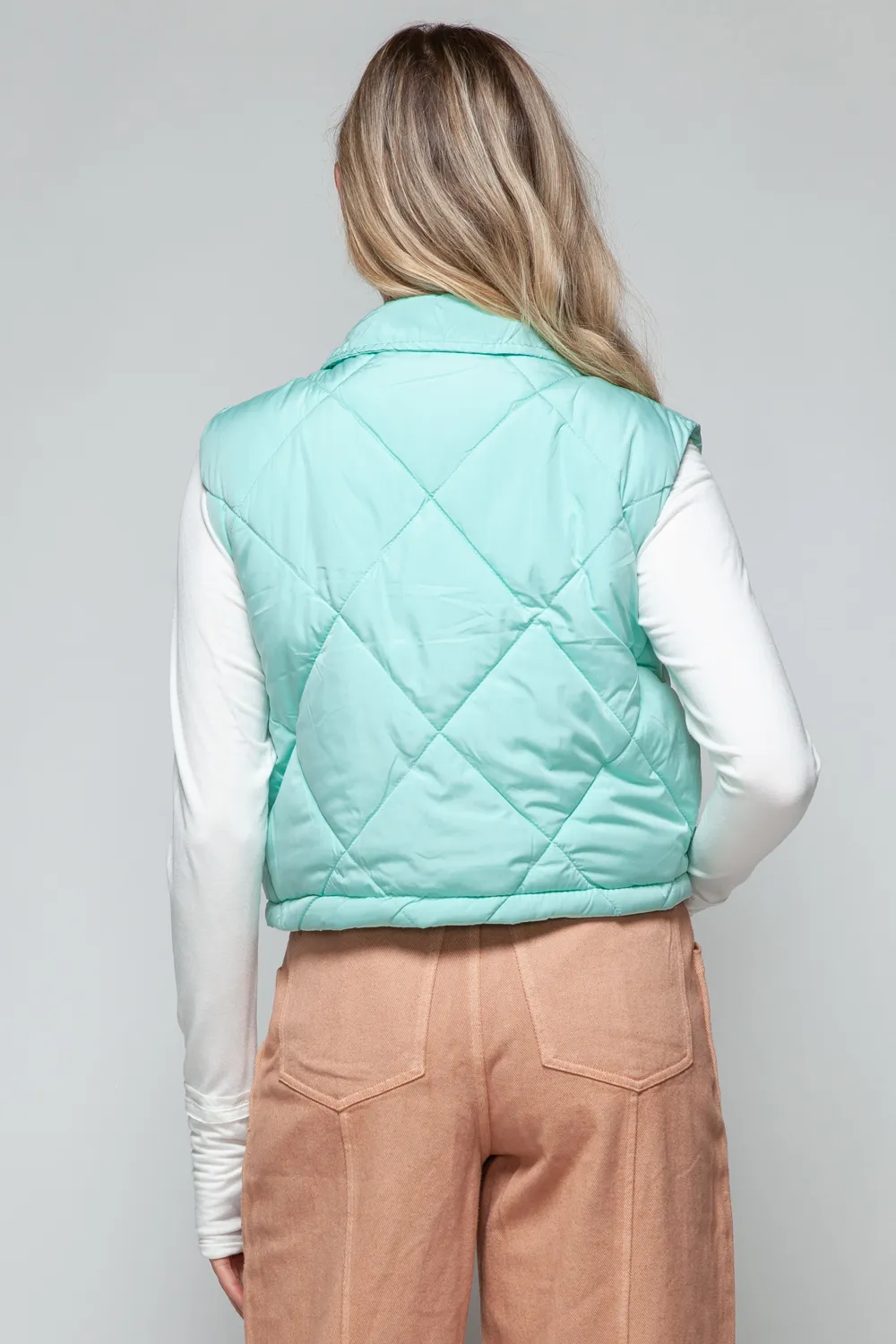 Snap Down Quilted Crop Vest, image 3