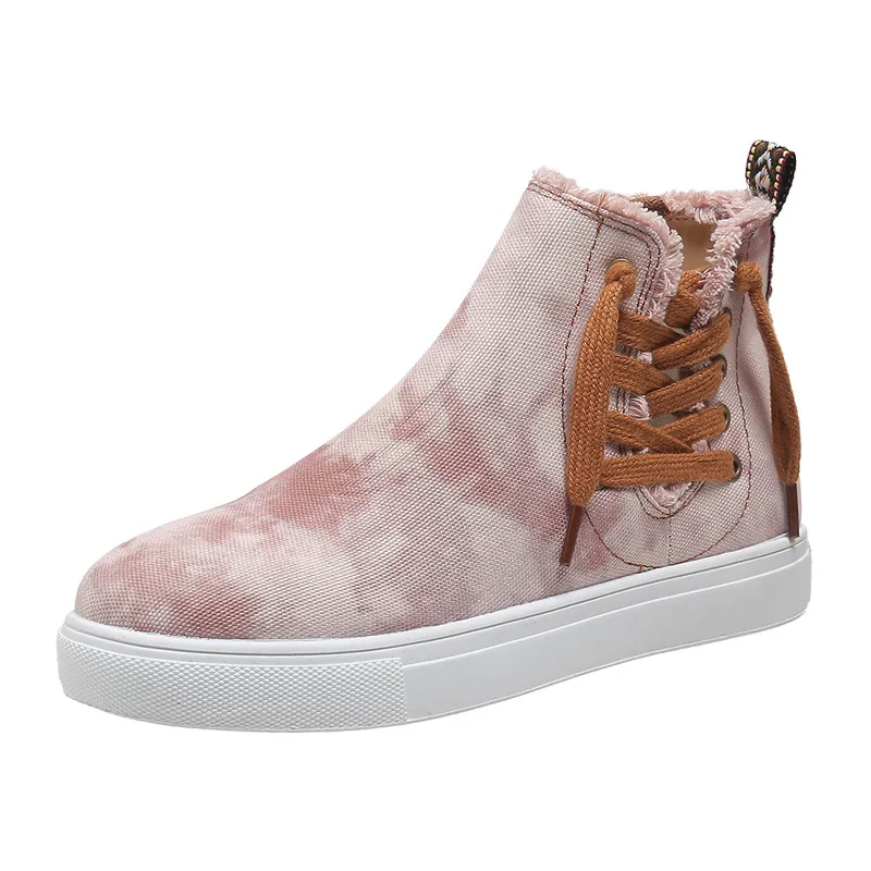 Lace-Up Round Toe Canvas Boots with Side Zip, image 12