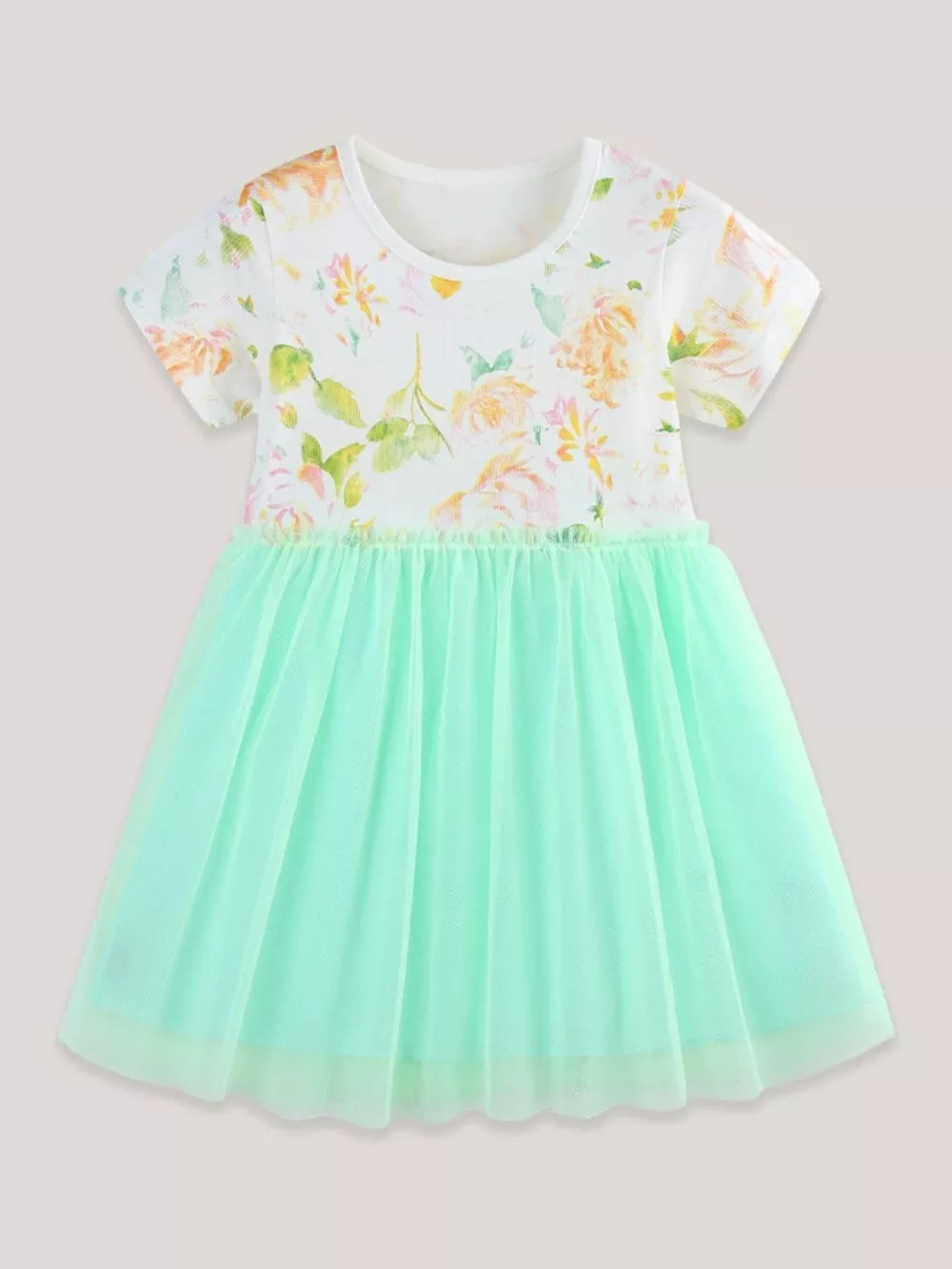 Children's Floral Print Tulle Dress, image 2