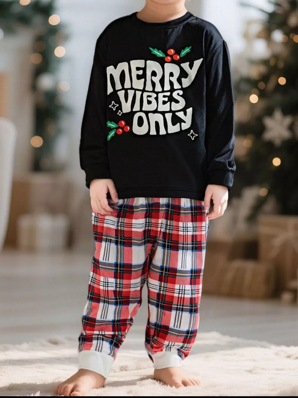 Children's Merry Vibes Only Christmas Pajama Set, image 2