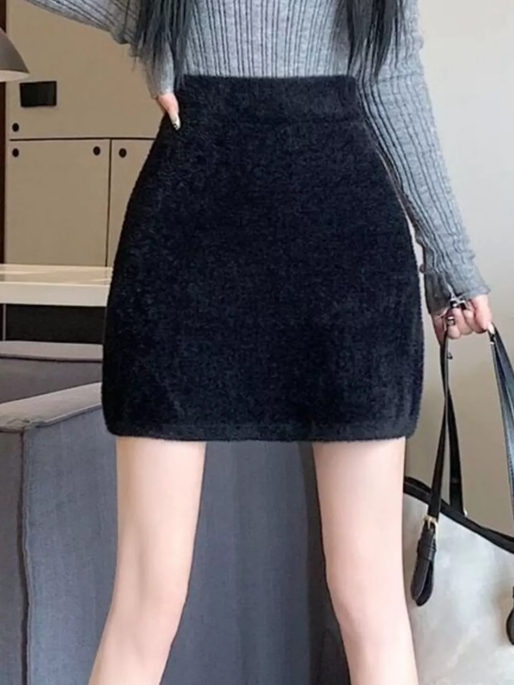 Plush Knit Mini Skirt, image 2