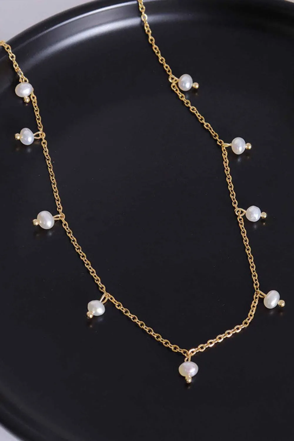 18K Gold-Plated Titanium Steel Pearl Necklace, image 2