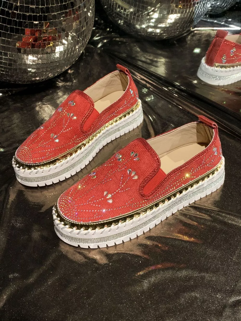 Rhinestone Embellished Platform Loafers, image 8