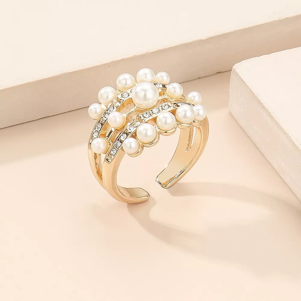 Pearl 18K Gold-Plated Open Ring, image 2