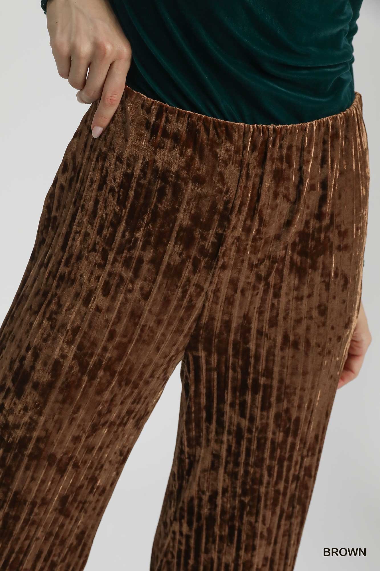 Velvet Pleated Wide Leg Pants, image 5