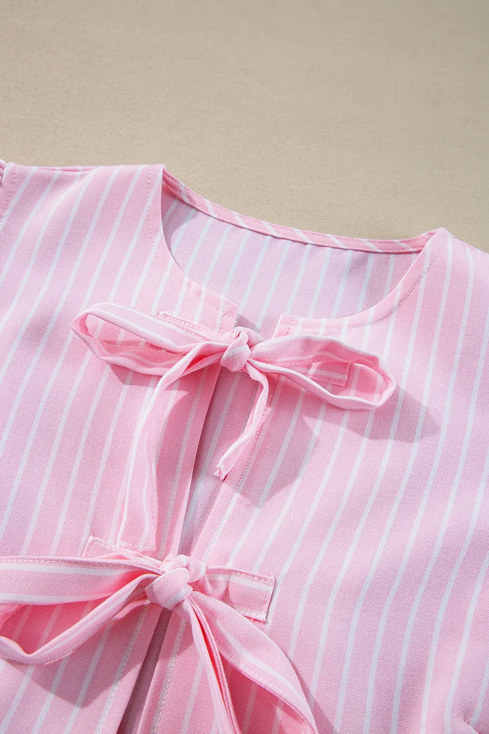 Tie Front Striped Peplum Blouse, image 4