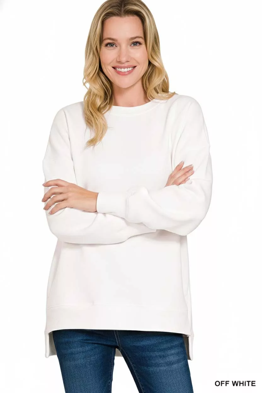 Fleece Hi-low Boyfriend Sweatshirts with Pockets, image 3