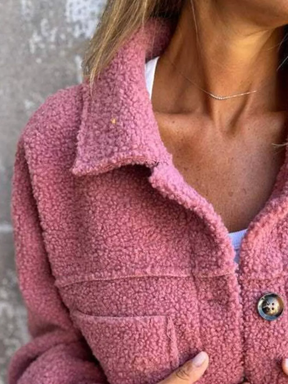 Full Size Single-Breasted Sherpa Shacket Plus Size, image 4