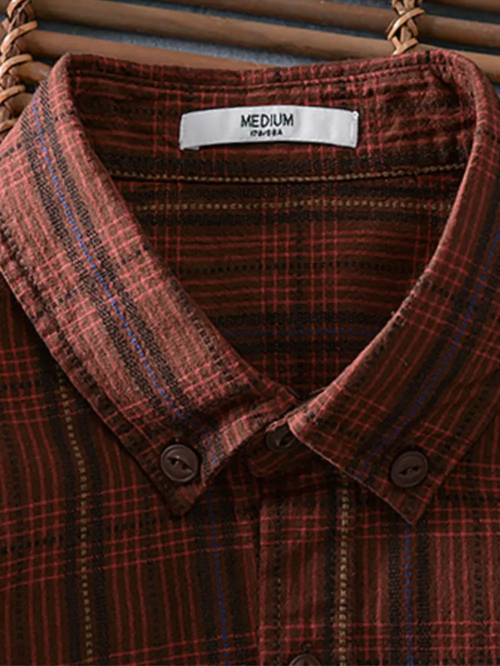 Men's Plus Size Button Up Long Sleeve Plaid Shirt, image 6
