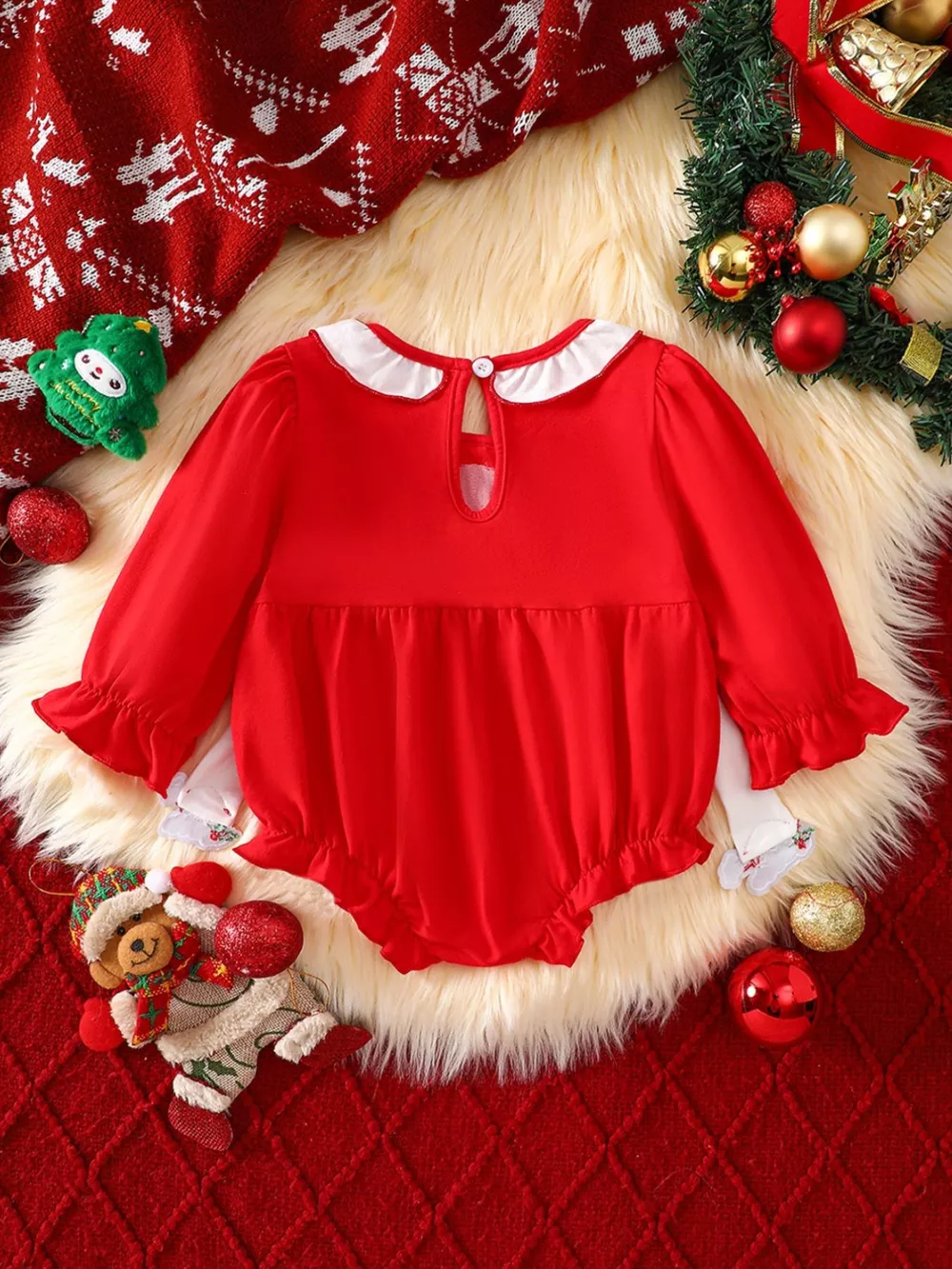 Children's Christmas Theme Bodysuit with Ruffled, image 2