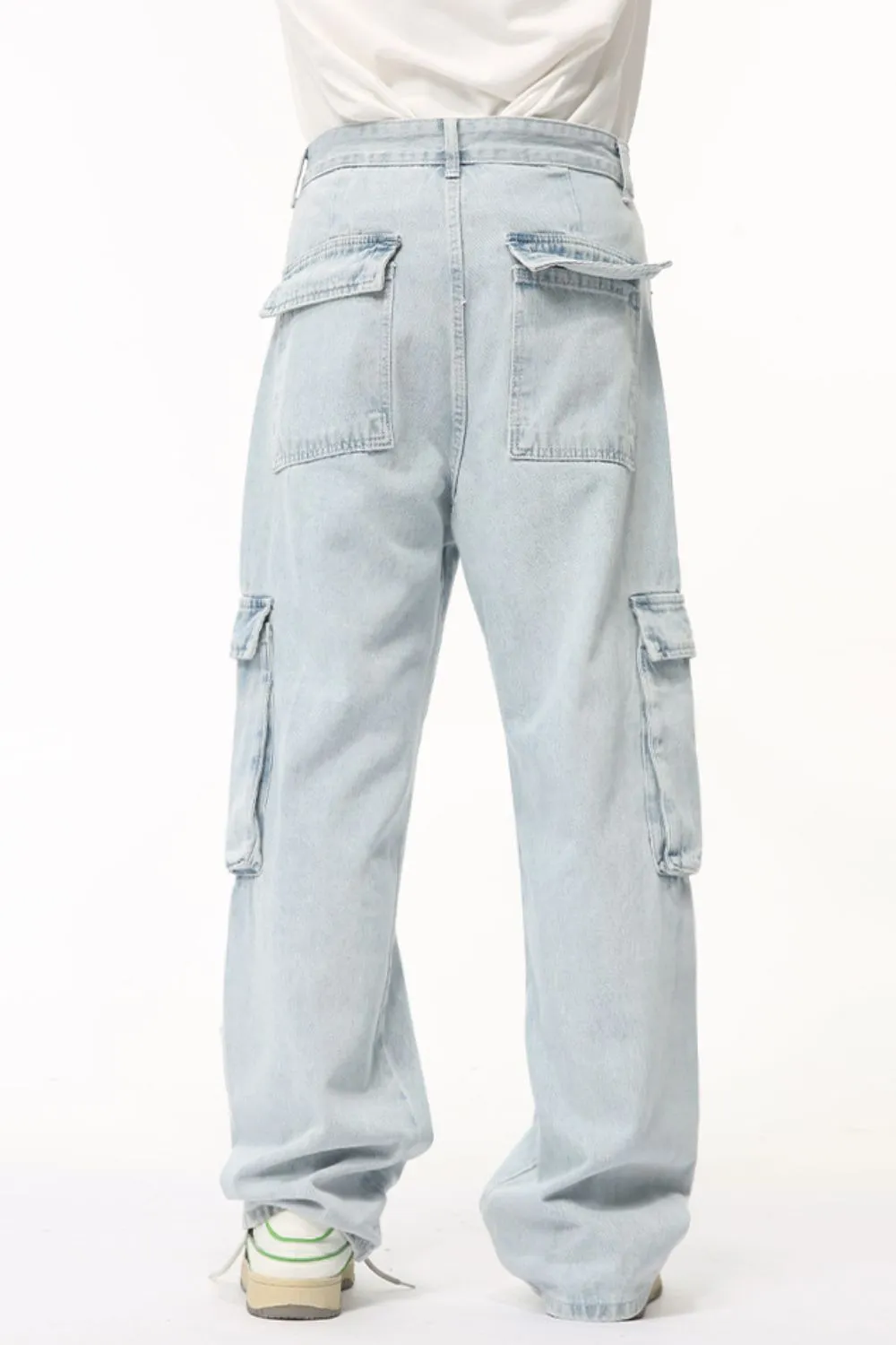 Men's Washed Straight Cargo Jeans, image 5
