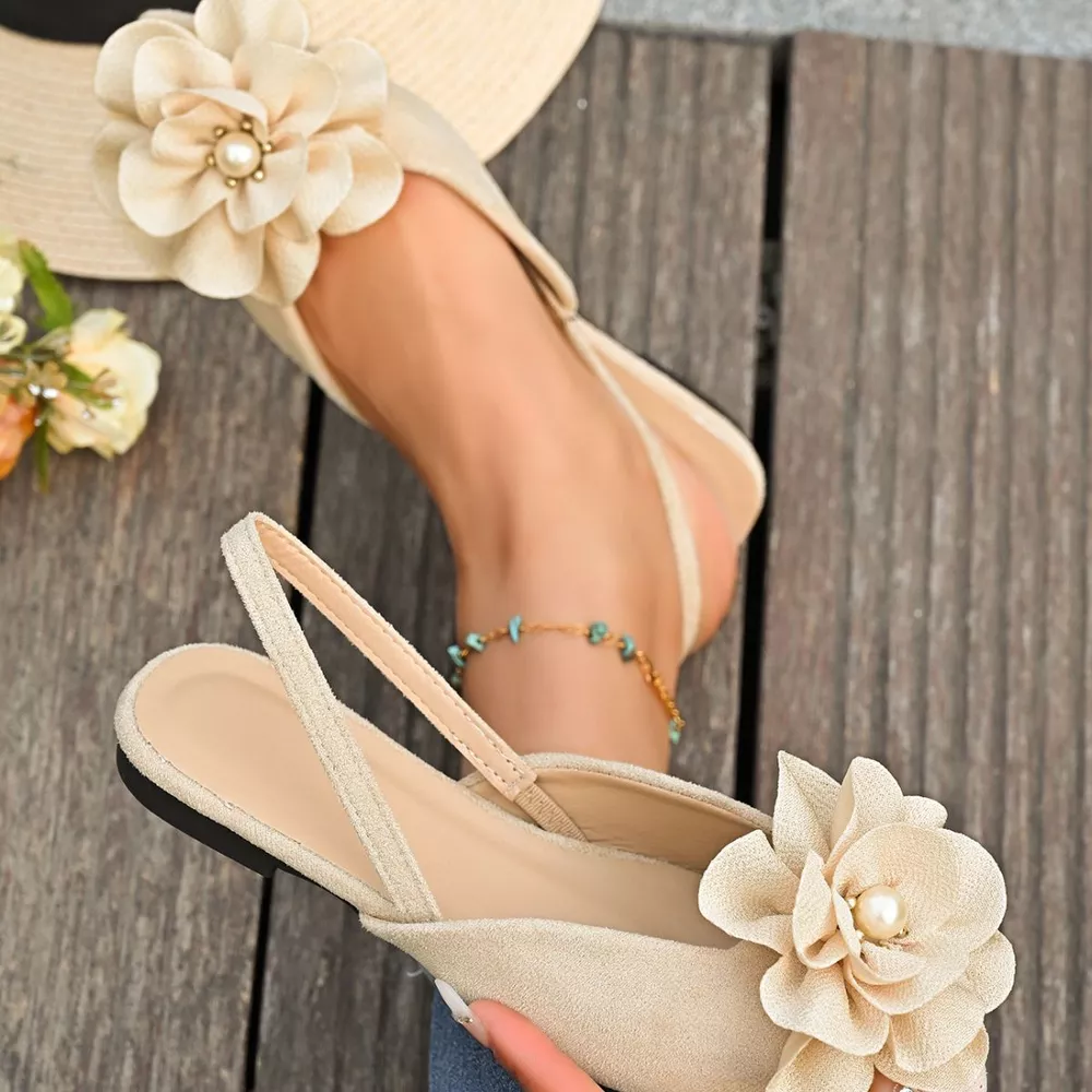 Flower Point Toe Flats Sandals, image 9