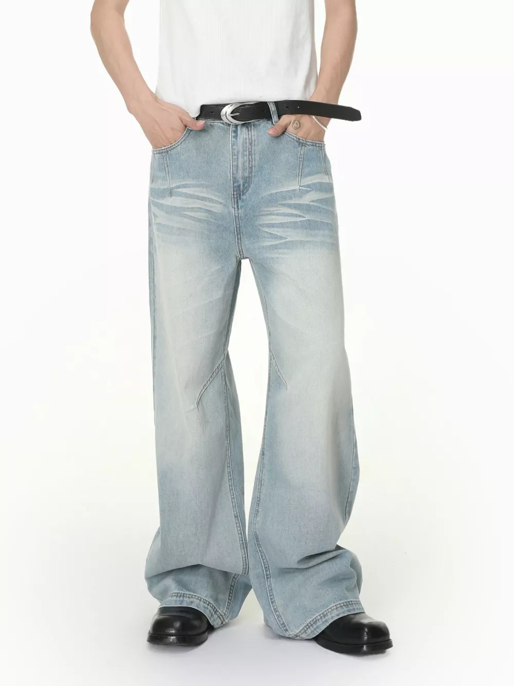 Men's Vintage Wash Wide Leg Jeans