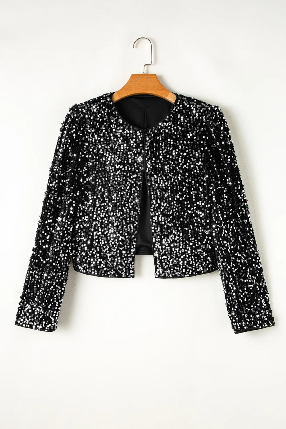 Sequin Open Front Long Sleeve Jacket, image 4