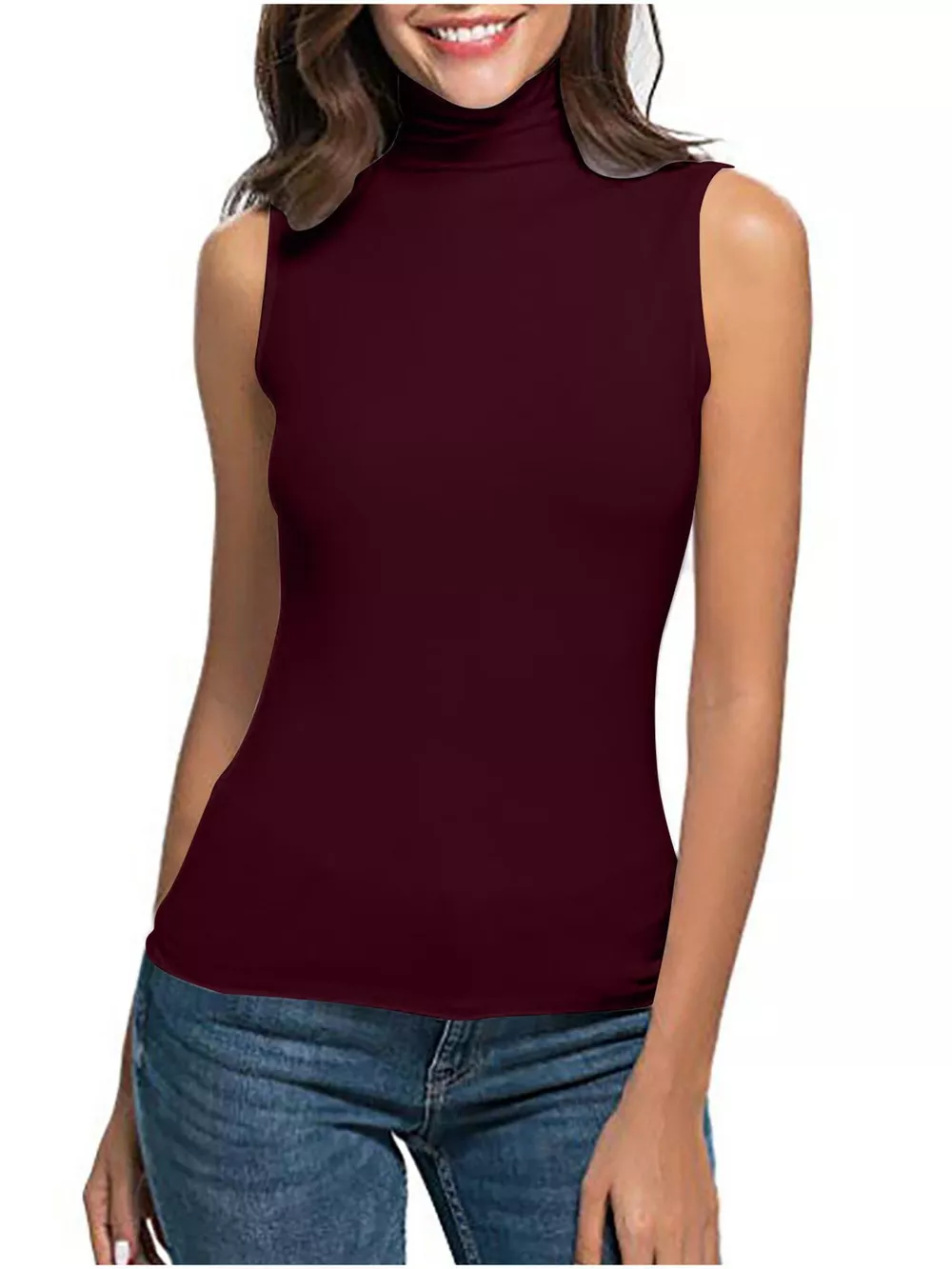 Sleeveless Turtleneck Slim Fit T-Shirt, image 6