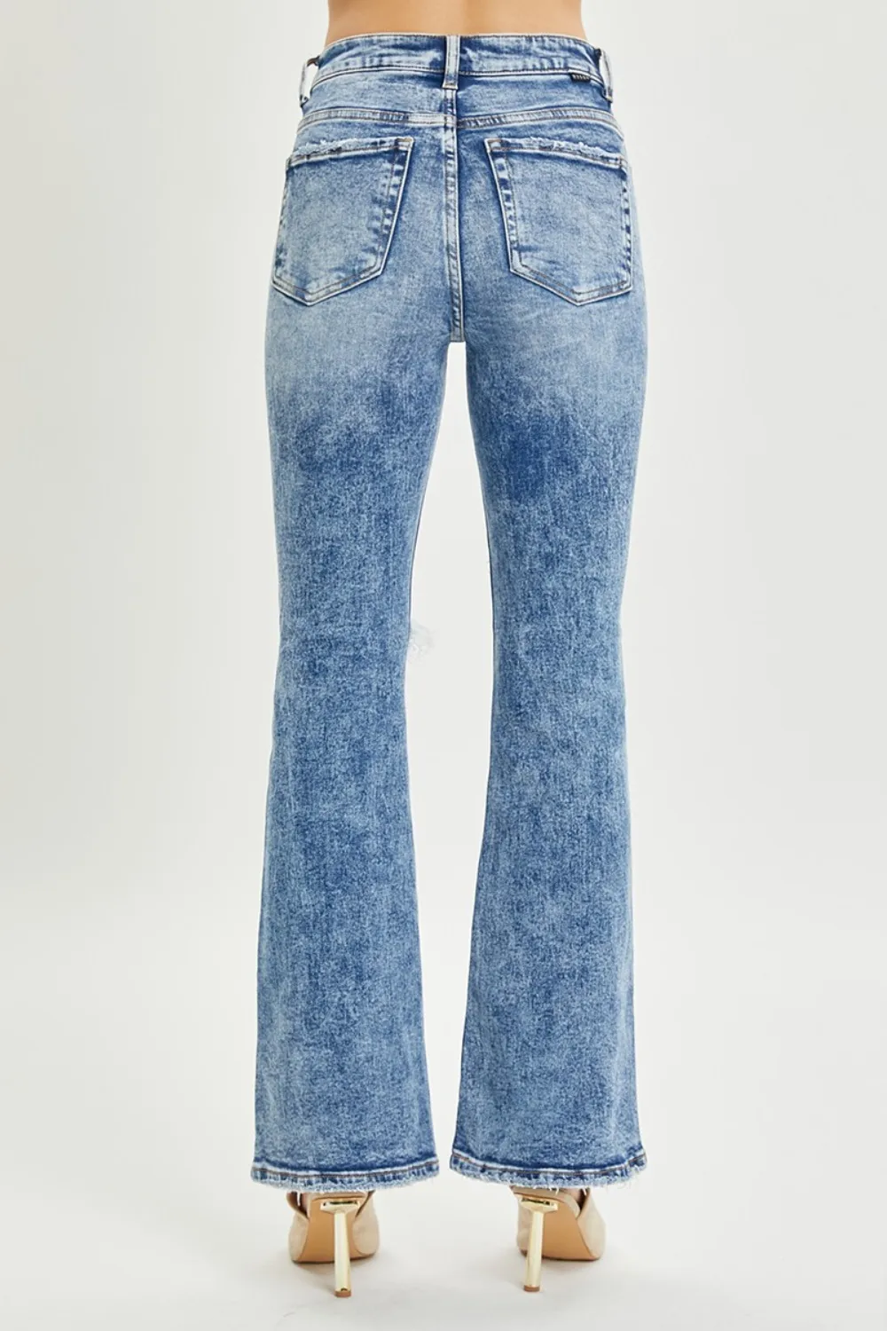 Full Size High Rise Distressed Flare Jeans, image 2
