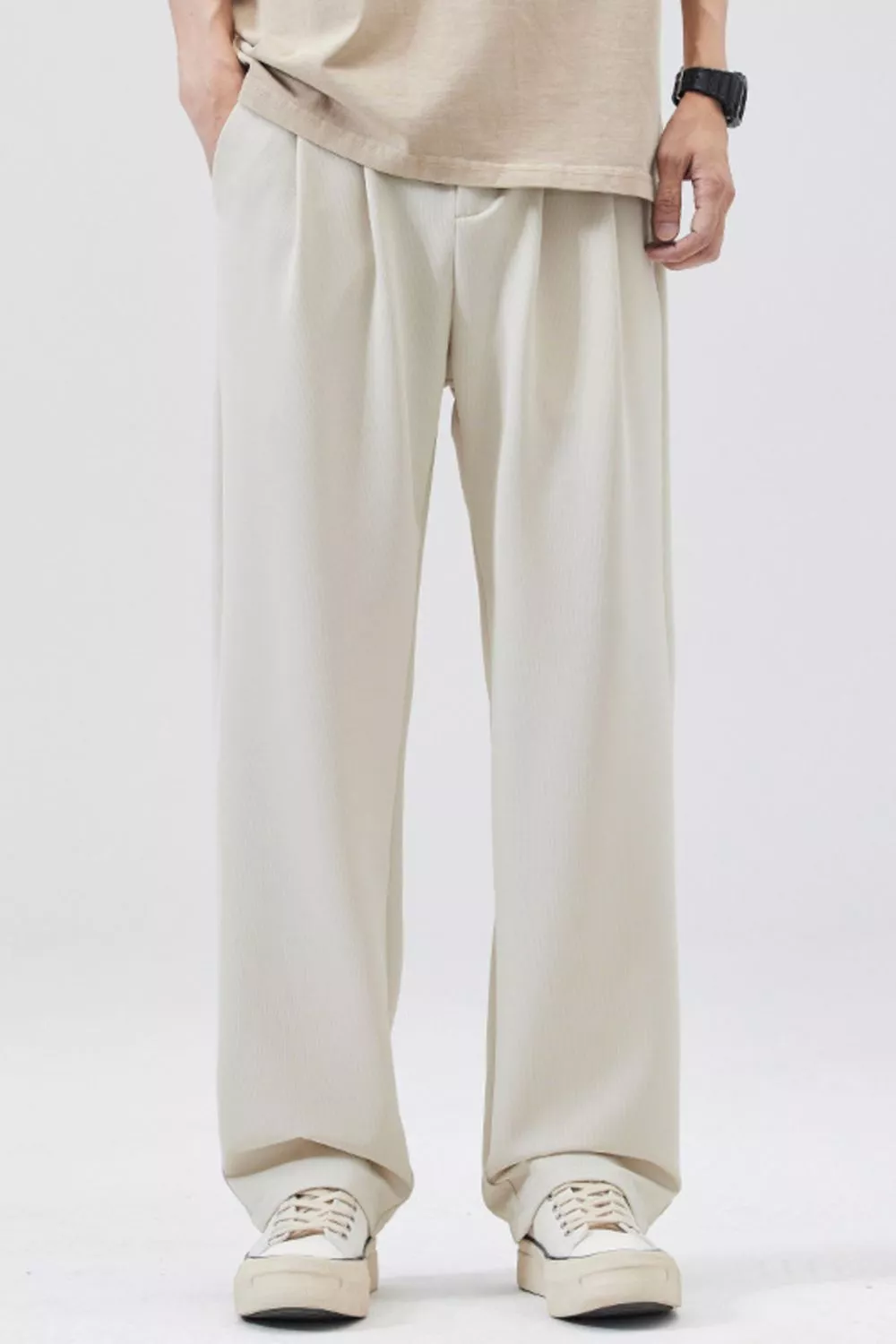Men's Full Size Loose Fit Casual Pleated Pants Plus Size